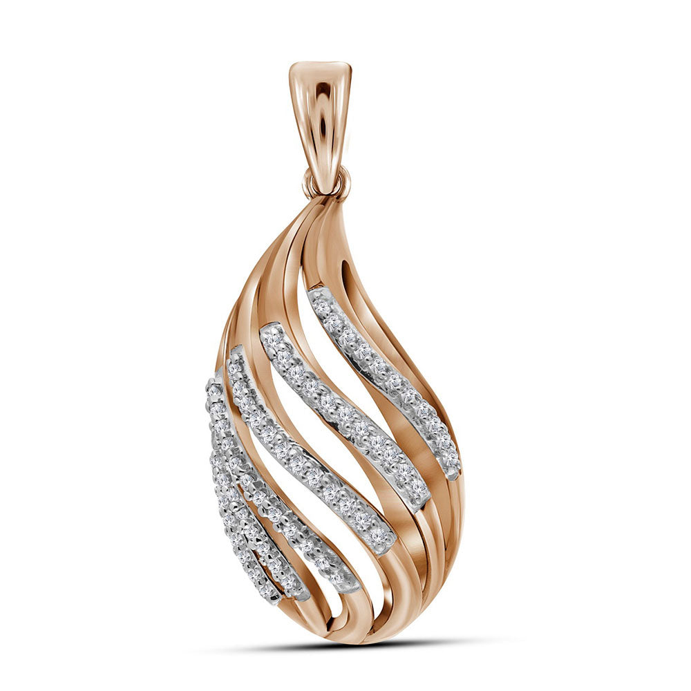 10kt Rose Gold Womens Round Diamond Strand Fashion Pendant 1/6 Cttw