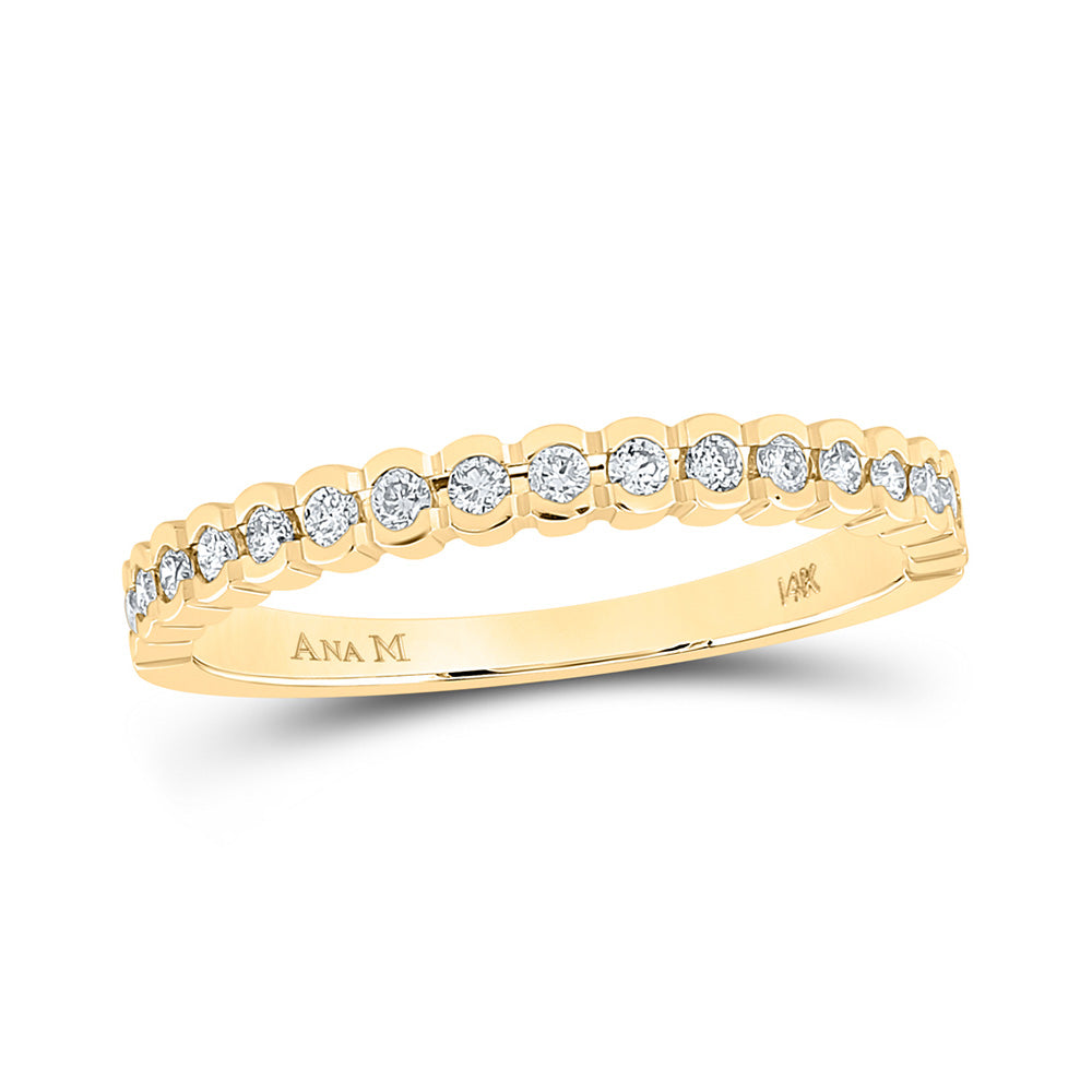 14kt Yellow Gold Womens Round Diamond Wedding Single Row Band 1/4 Cttw