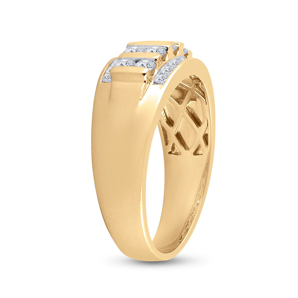 14kt Yellow Gold Mens Round Diamond Wedding Channel Set Band Ring 1 Cttw