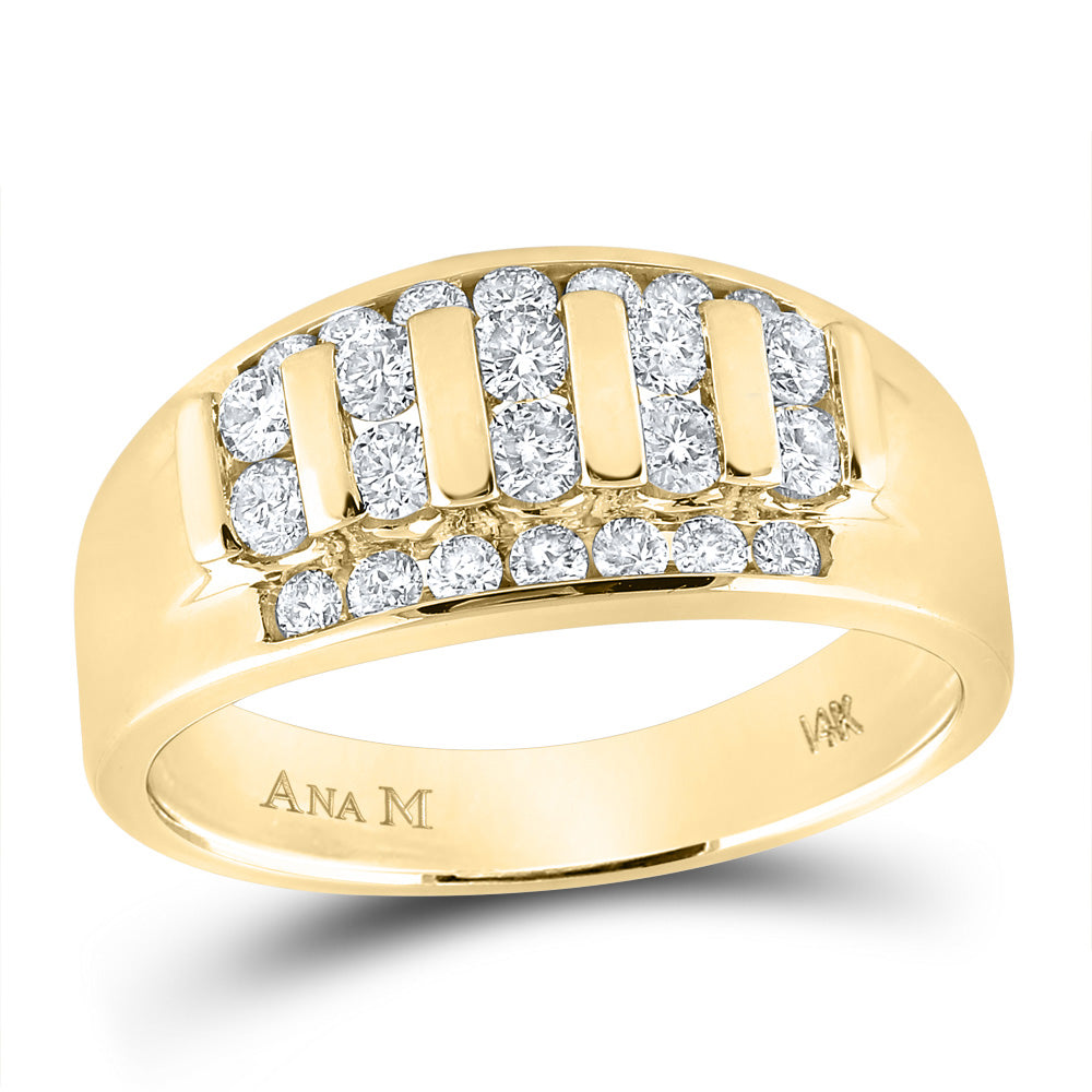 14kt Yellow Gold Mens Round Diamond Wedding Channel Set Band Ring 1 Cttw