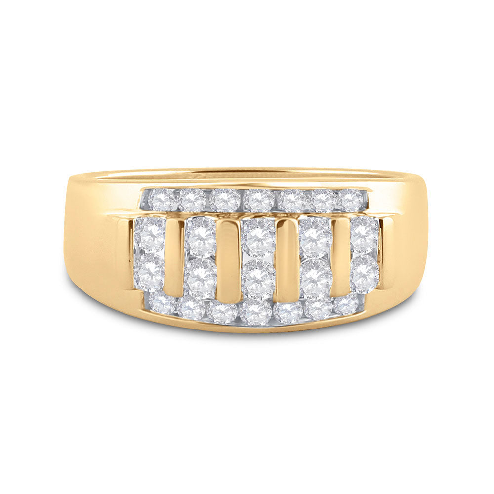 10kt Yellow Gold Mens Round Diamond Wedding Band Ring 1 Cttw