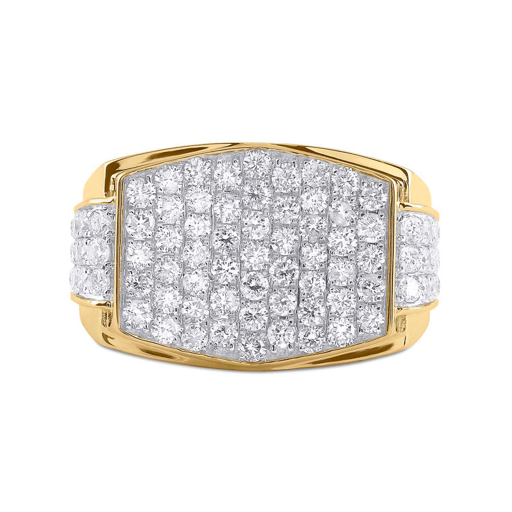 10kt Yellow Gold Mens Round Diamond Cluster Ring 2 Cttw