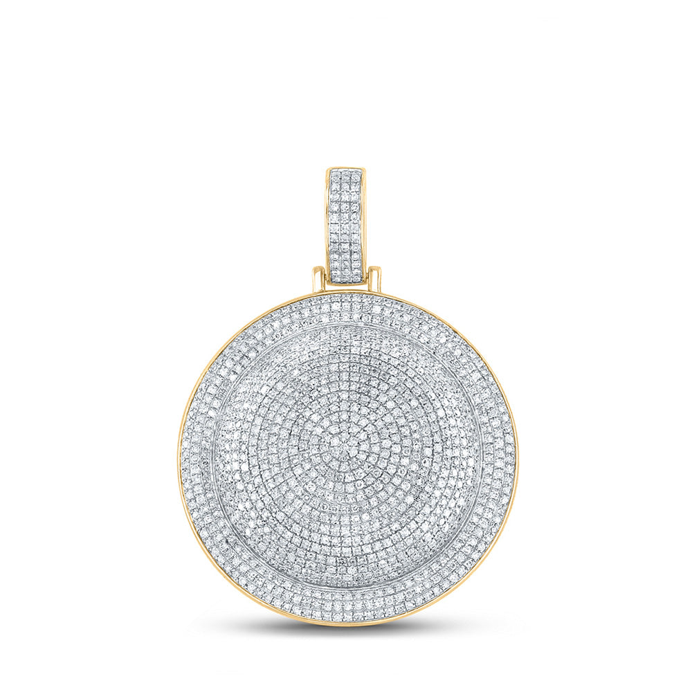 10kt Yellow Gold Mens Round Diamond Circle Charm Pendant 2-7/8 Cttw