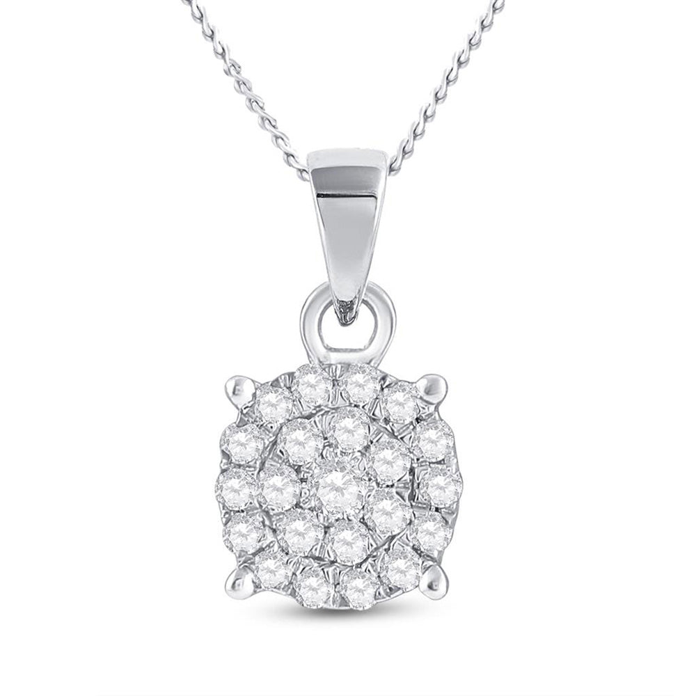 10kt White Gold Womens Round Diamond Cluster Pendant 1/4 Cttw