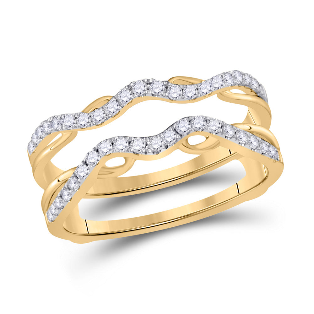 14kt Yellow Gold Womens Round Diamond Wrap Ring Guard Enhancer 1/3 Cttw