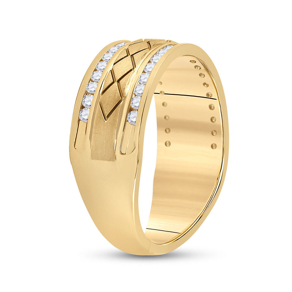 14kt Yellow Gold Mens Round Diamond Wedding Band Ring 1/2 Cttw