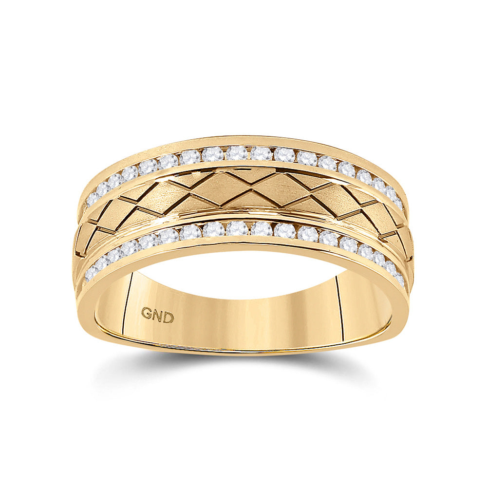 14kt Yellow Gold Mens Round Diamond Wedding Band Ring 1/2 Cttw