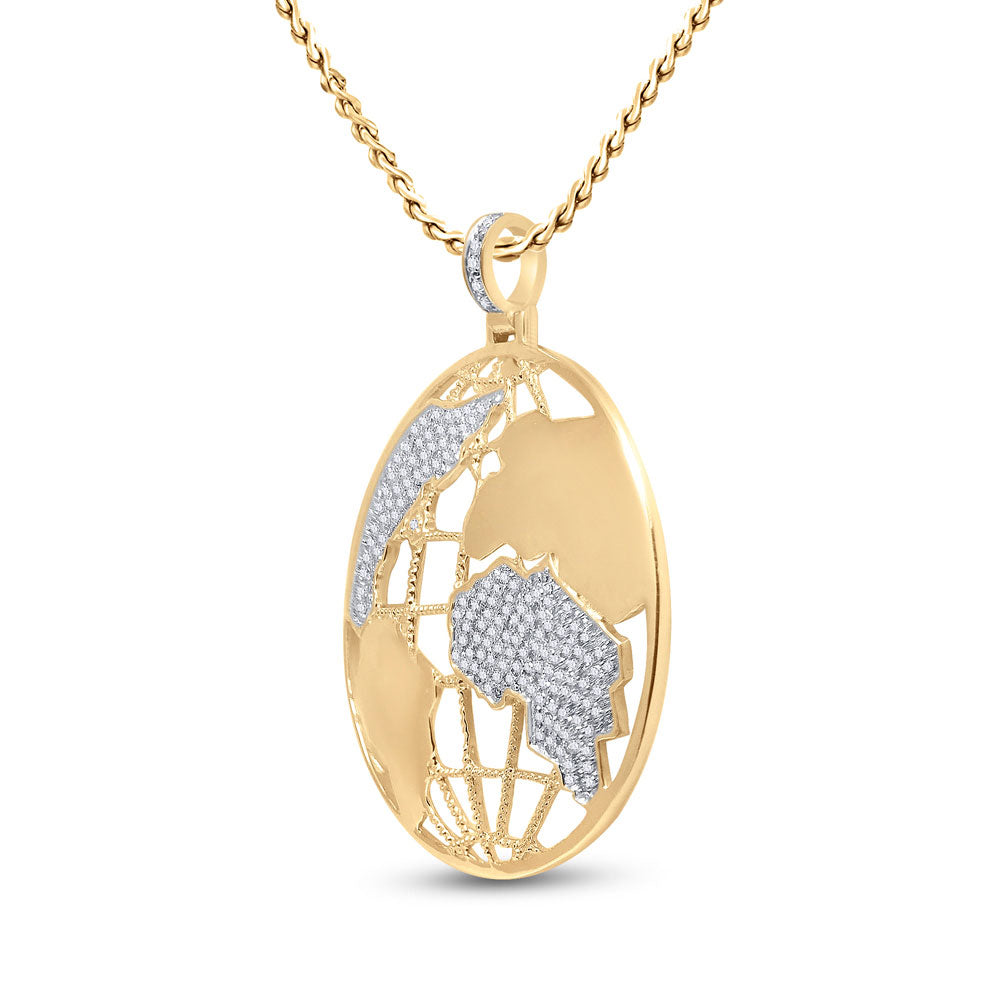 10kt Yellow Gold Mens Round Diamond Globe World Charm Pendant 5/8 Cttw