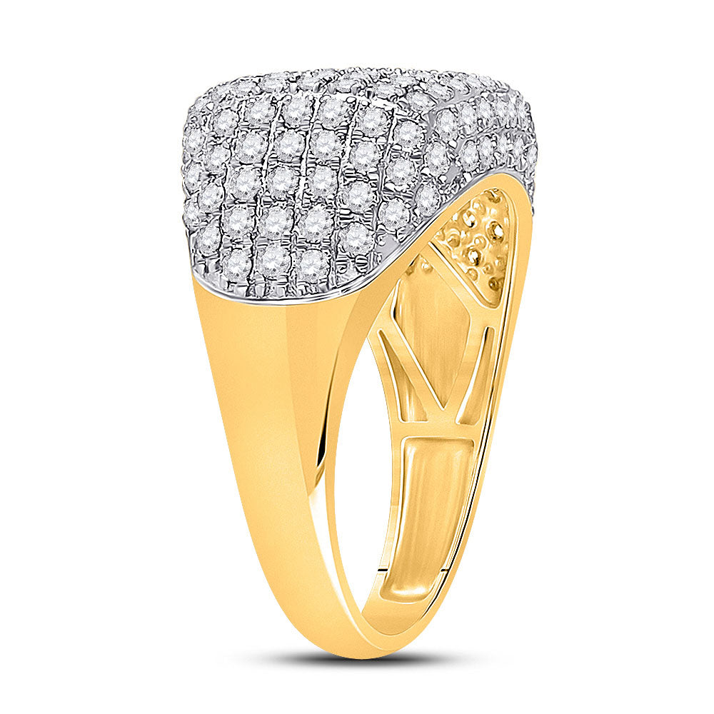 10kt Yellow Gold Mens Round Diamond Fashion Ring 2-1/4 Cttw