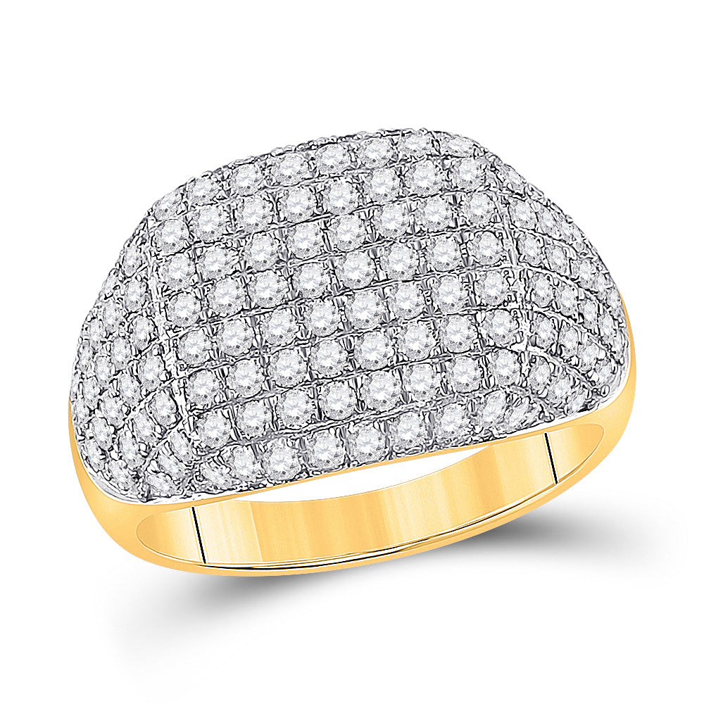 10kt Yellow Gold Mens Round Diamond Fashion Ring 2-1/4 Cttw