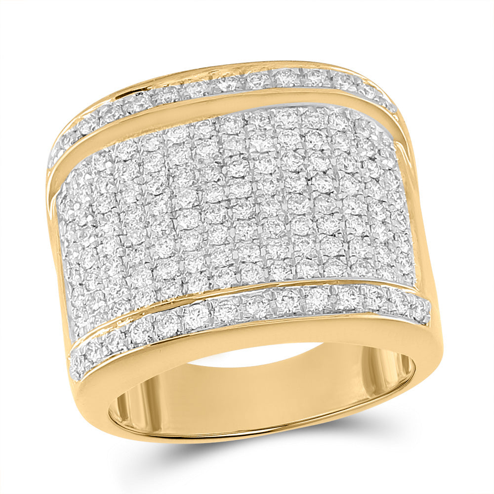 10kt Yellow Gold Mens Round Diamond Fashion Ring 2 Cttw