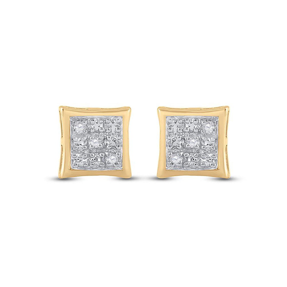 10kt Yellow Gold Womens Round Diamond Square Earrings .01 Cttw