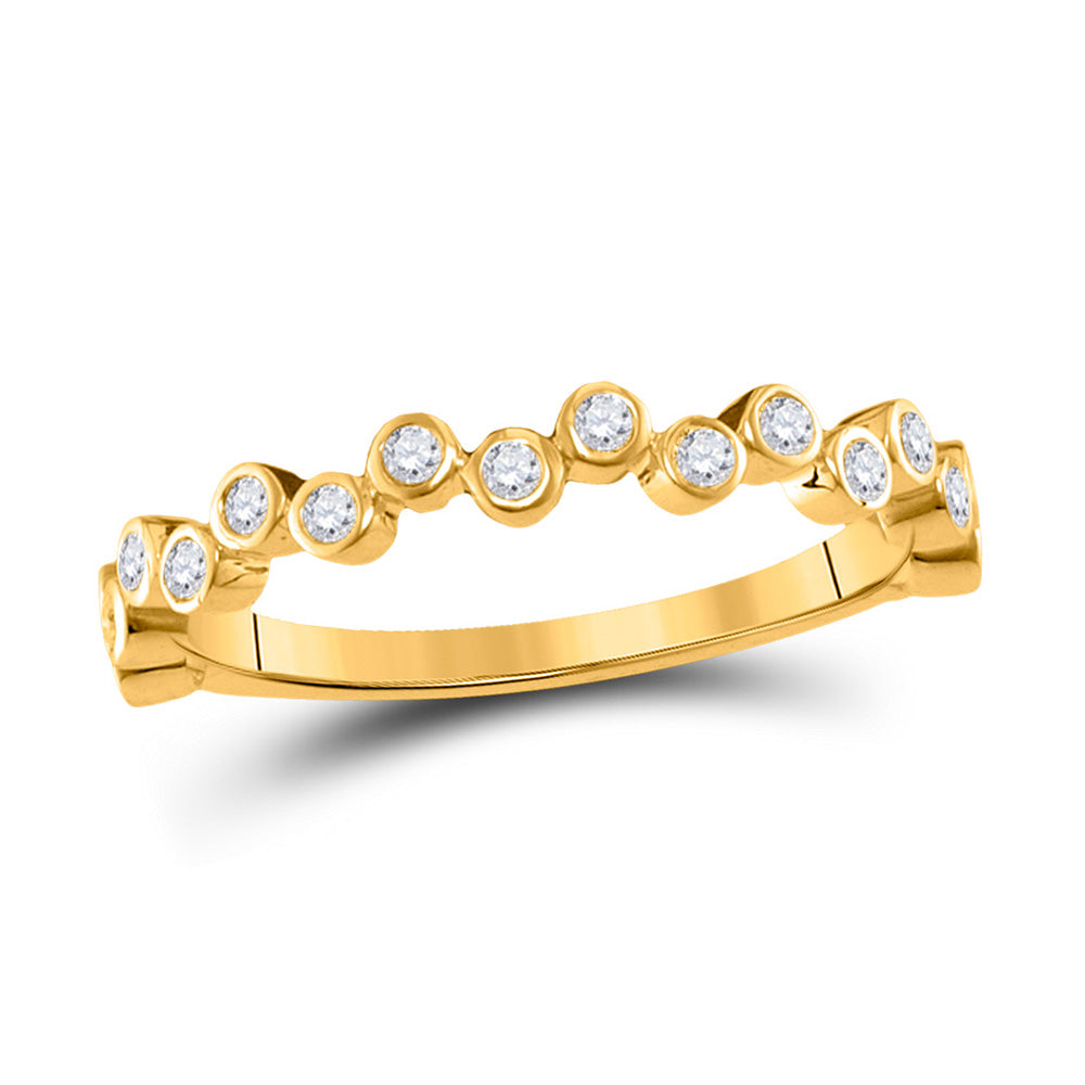 10kt Yellow Gold Womens Round Diamond Stackable Band Ring 1/4 Cttw