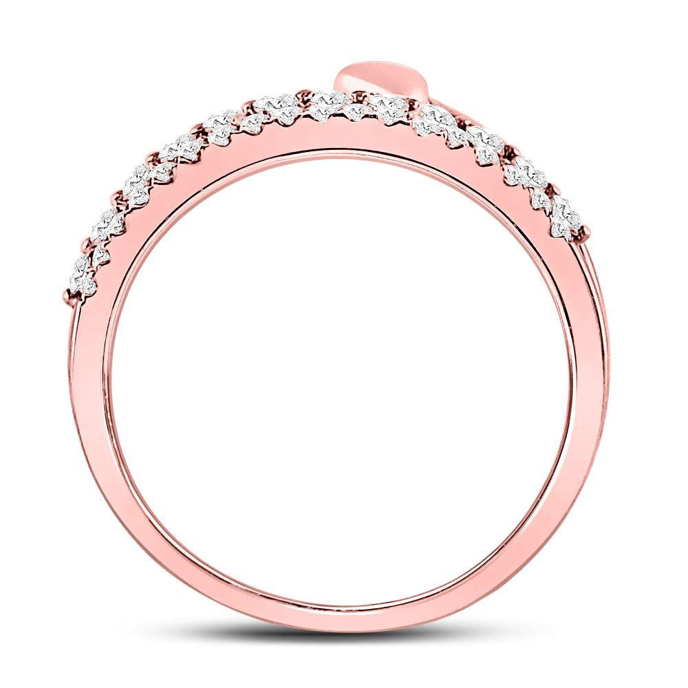 14kt Rose Gold Womens Round Diamond Fashion Heart Ring 3/8 Cttw