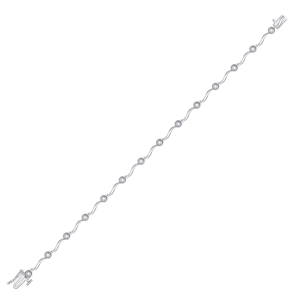 10kt White Gold Womens Round Diamond Fashion Bracelet 1/4 Cttw