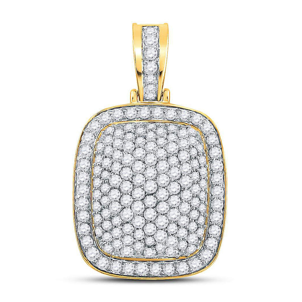 14kt Yellow Gold Mens Round Diamond Pillow Charm Pendant 3 Cttw