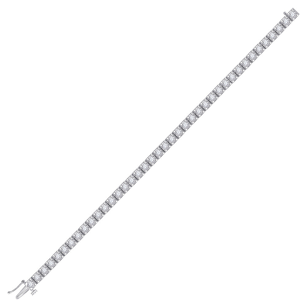 14kt White Gold Womens Round Diamond Studded Tennis Bracelet 3 Cttw