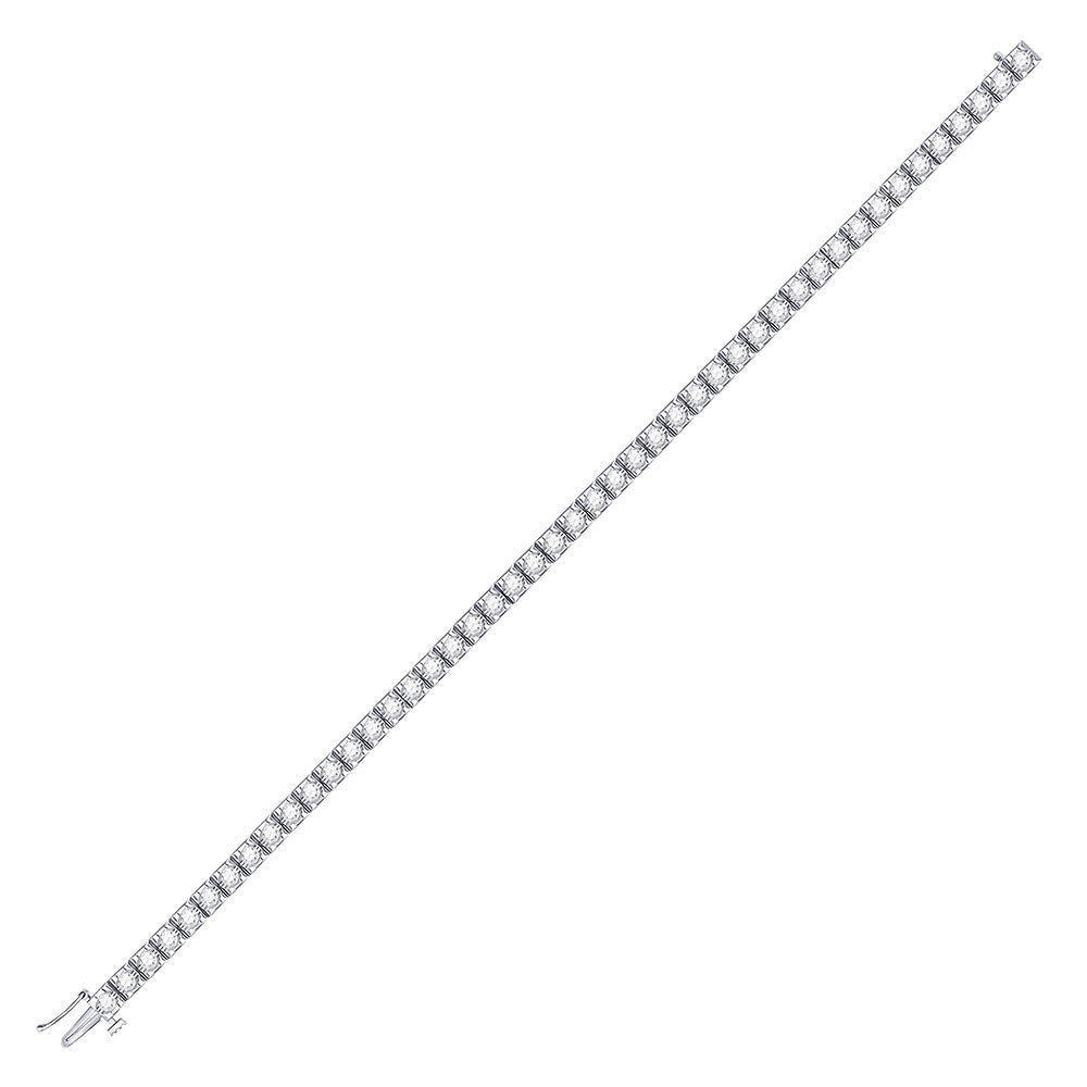 14kt White Gold Womens Round Diamond Studded Tennis Bracelet 2 Cttw