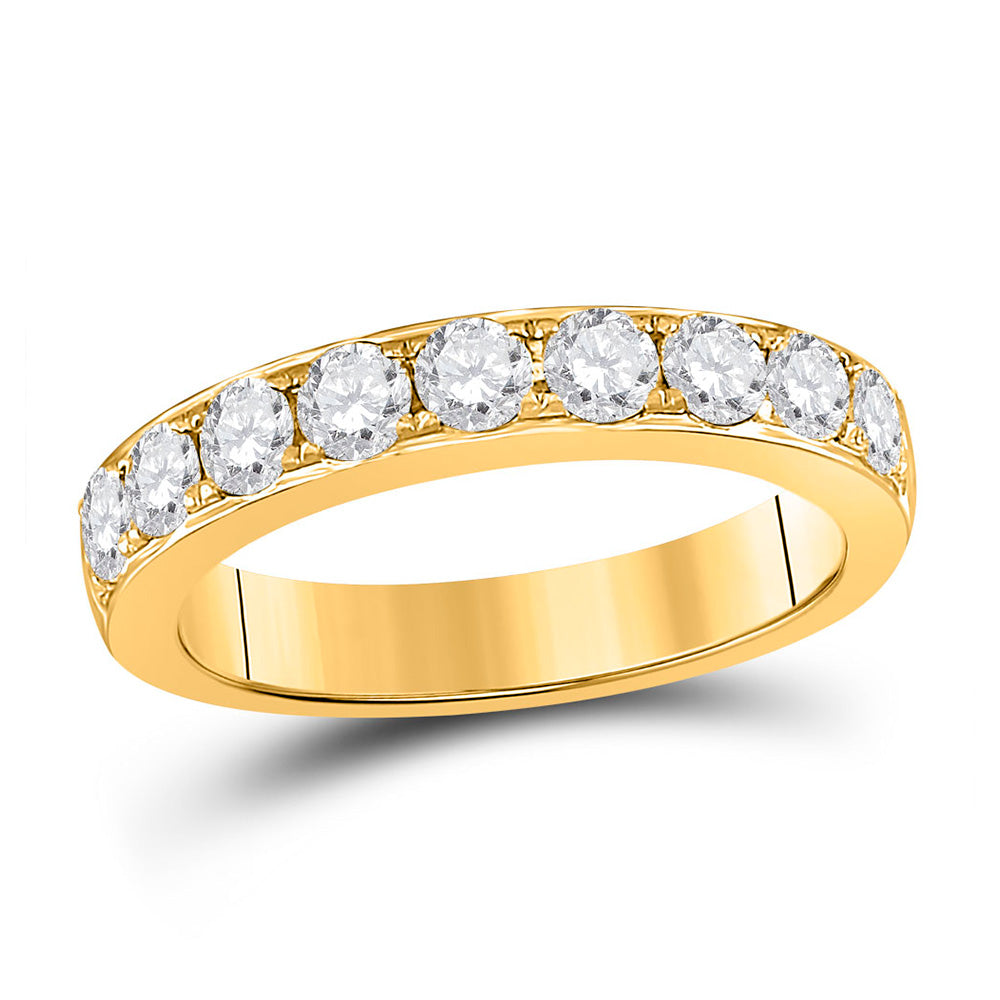 14kt Yellow Gold Womens Round Diamond Single Row Band Ring 1 Cttw