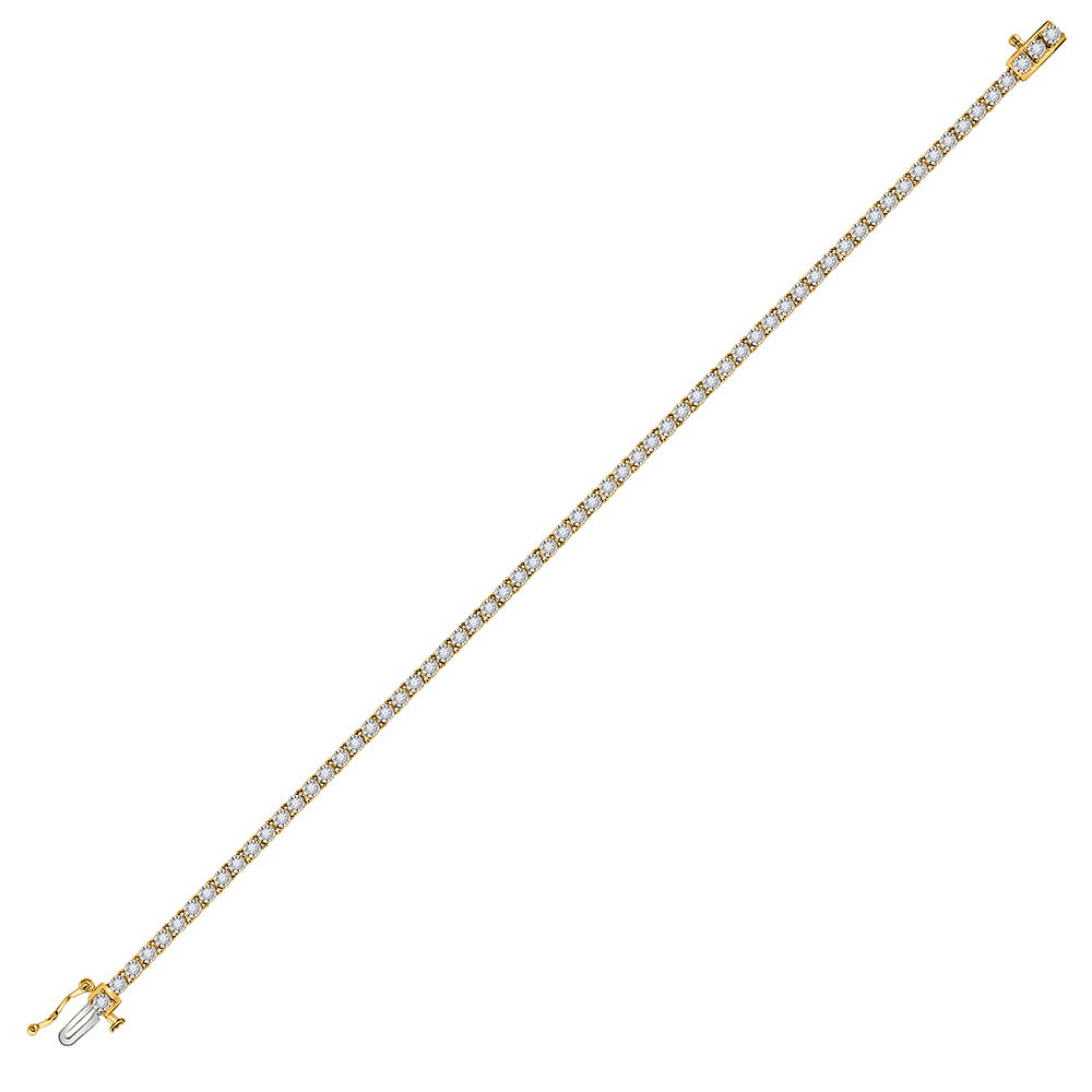 14kt Yellow Gold Womens Round Diamond Tennis Bracelet 1 Cttw