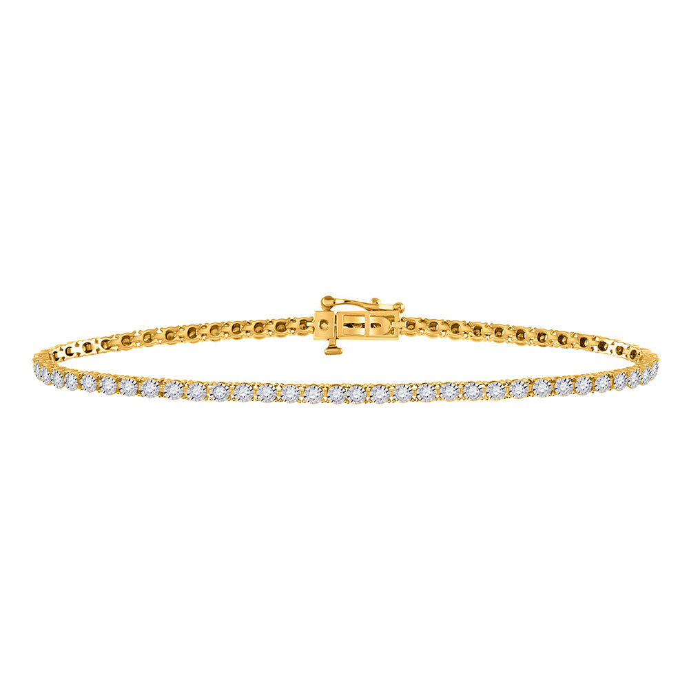 14kt Yellow Gold Womens Round Diamond Tennis Bracelet 1 Cttw