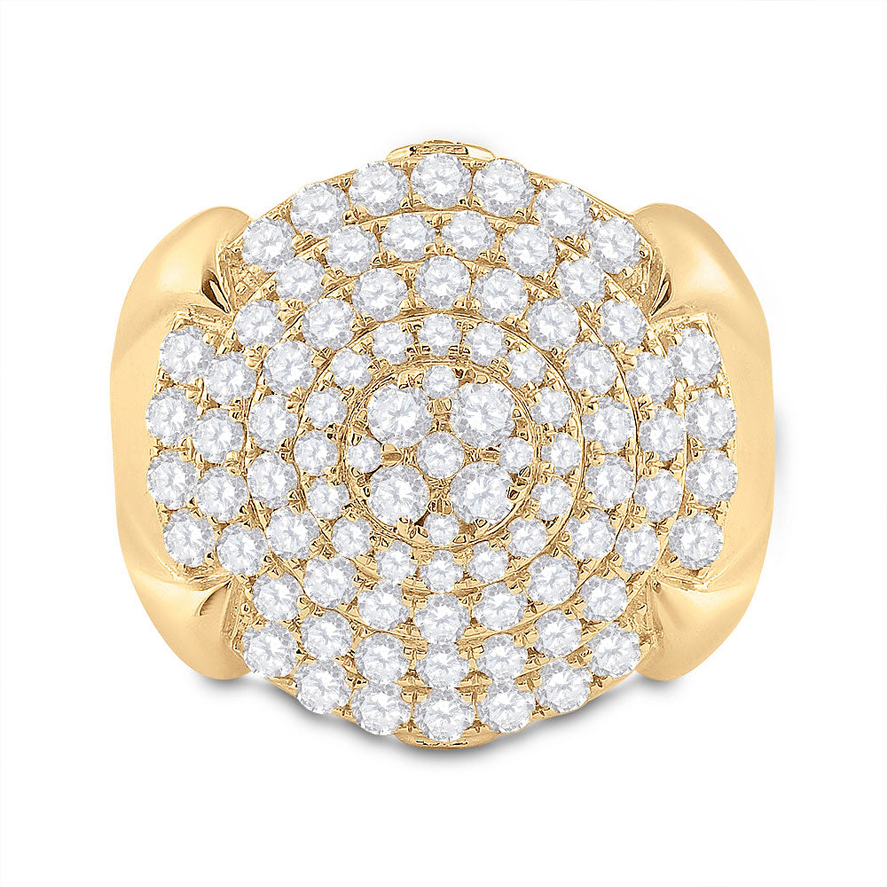 10kt Yellow Gold Mens Round Diamond Circle Cluster Ring 2-3/4 Cttw