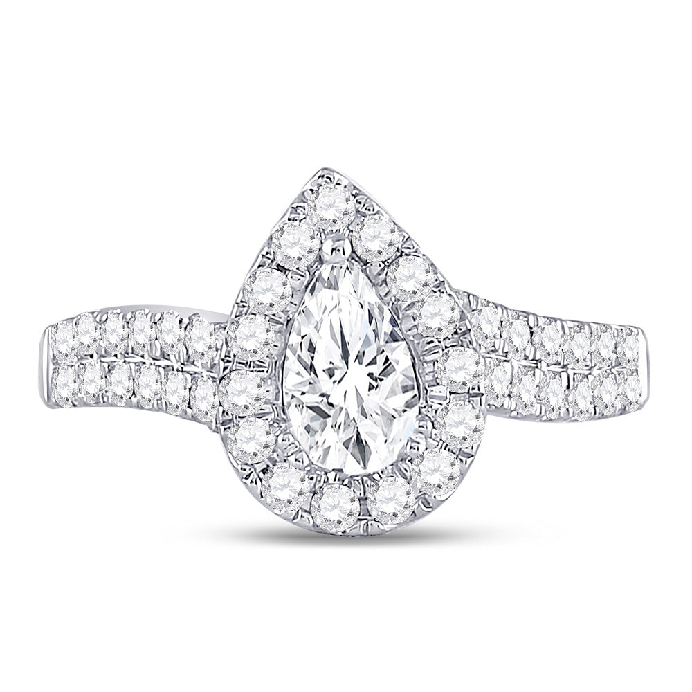 14kt White Gold Pear Diamond Halo Bridal Wedding Engagement Ring 1 Cttw