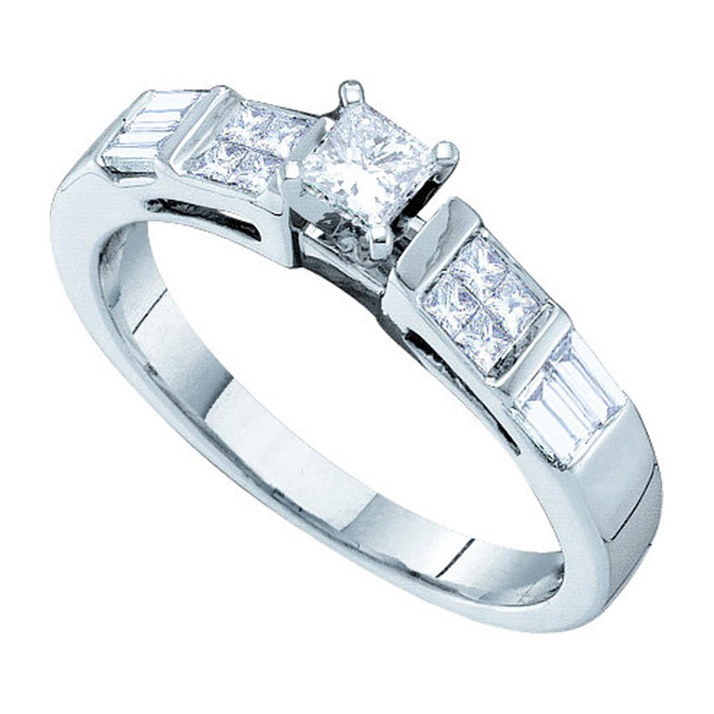 14kt White Gold Princess Diamond Solitaire Bridal Wedding Engagement Ring 1/2 Cttw