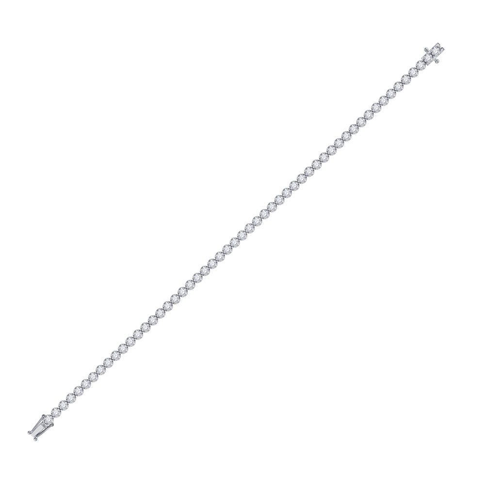 14kt White Gold Womens Round Diamond Studded Tennis Bracelet 3 Cttw