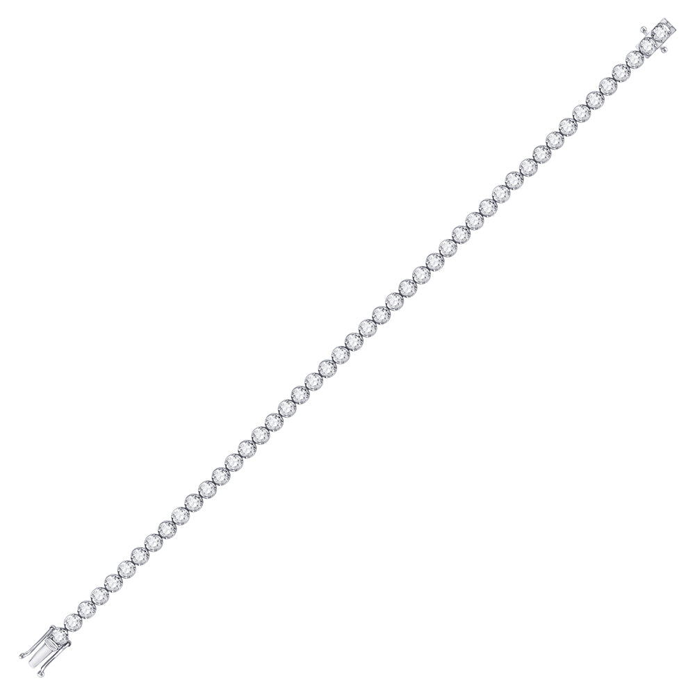 14kt White Gold Womens Round Diamond Classic Tennis Bracelet 4 Cttw