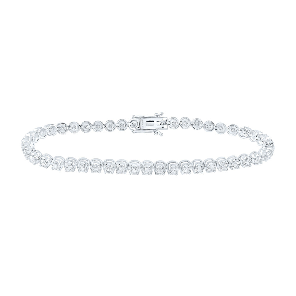 14kt White Gold Womens Round Diamond Classic Tennis Bracelet 4 Cttw