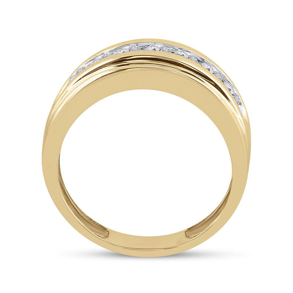 14kt Yellow Gold Mens Round Diamond Wedding Band Ring 7/8 Cttw