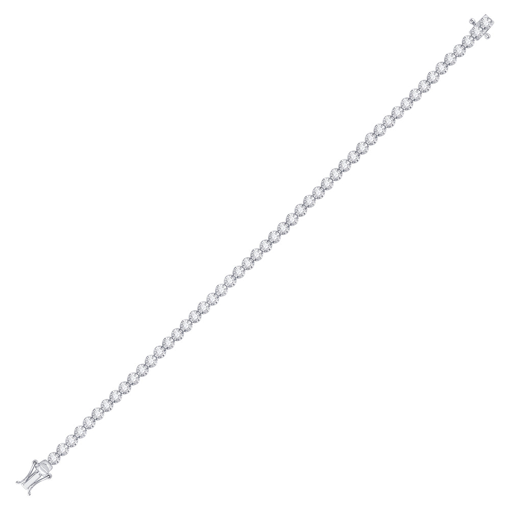 14kt White Gold Womens Round Diamond Timeless Tennis Bracelet 2 Cttw