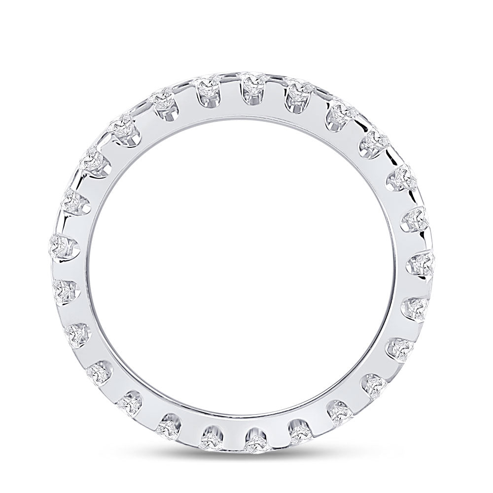 14kt White Gold Womens Round Diamond Machine-Set Eternity Wedding Band 1 Cttw