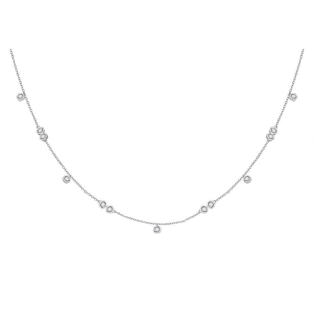 10kt White Gold Womens Round Diamond Fashion Necklace 1/3 Cttw