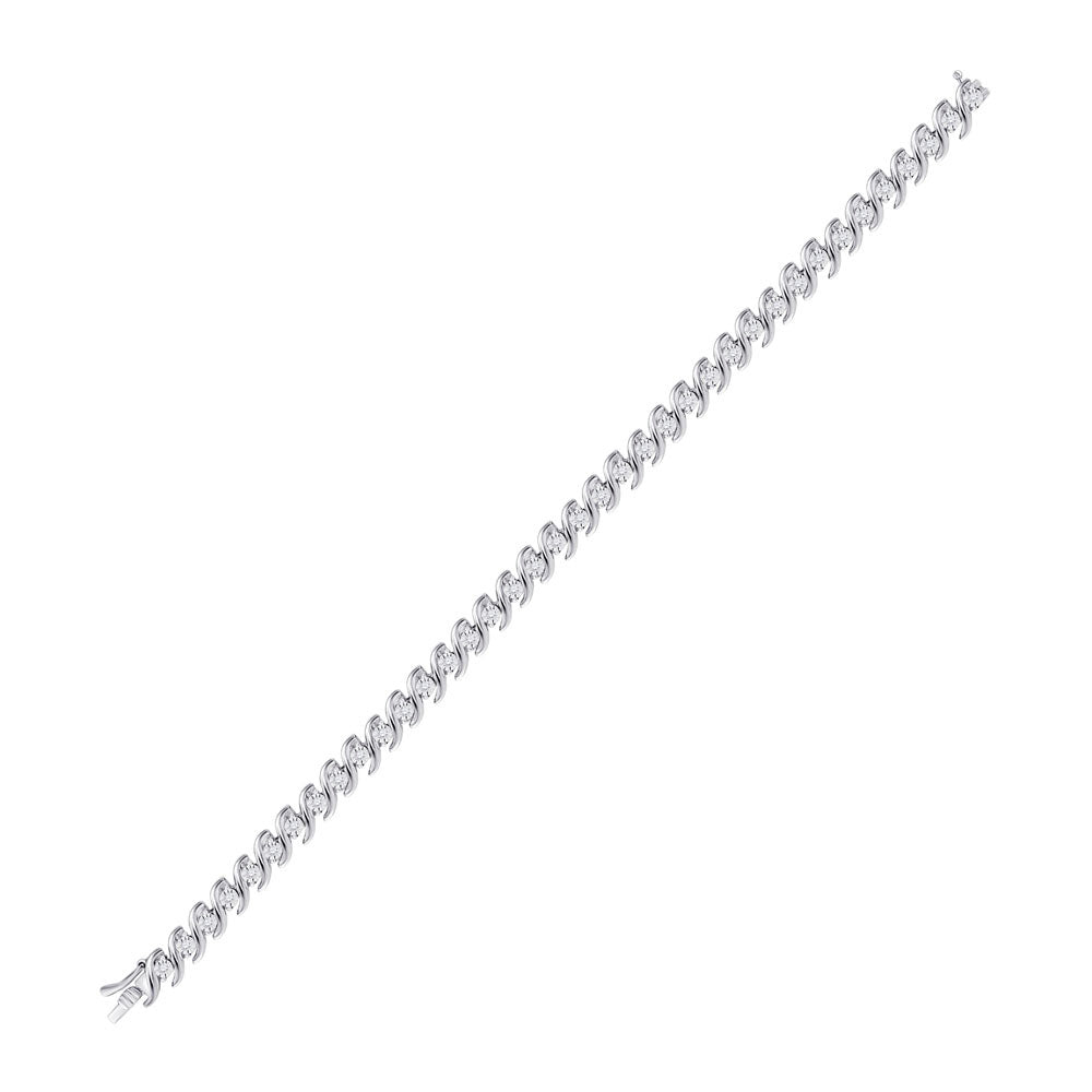 10kt White Gold Womens Round Diamond Tennis Bracelet 1/2 Cttw