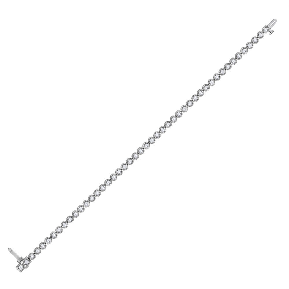 14kt White Gold Womens Round Diamond Tennis Bracelet 2 Cttw