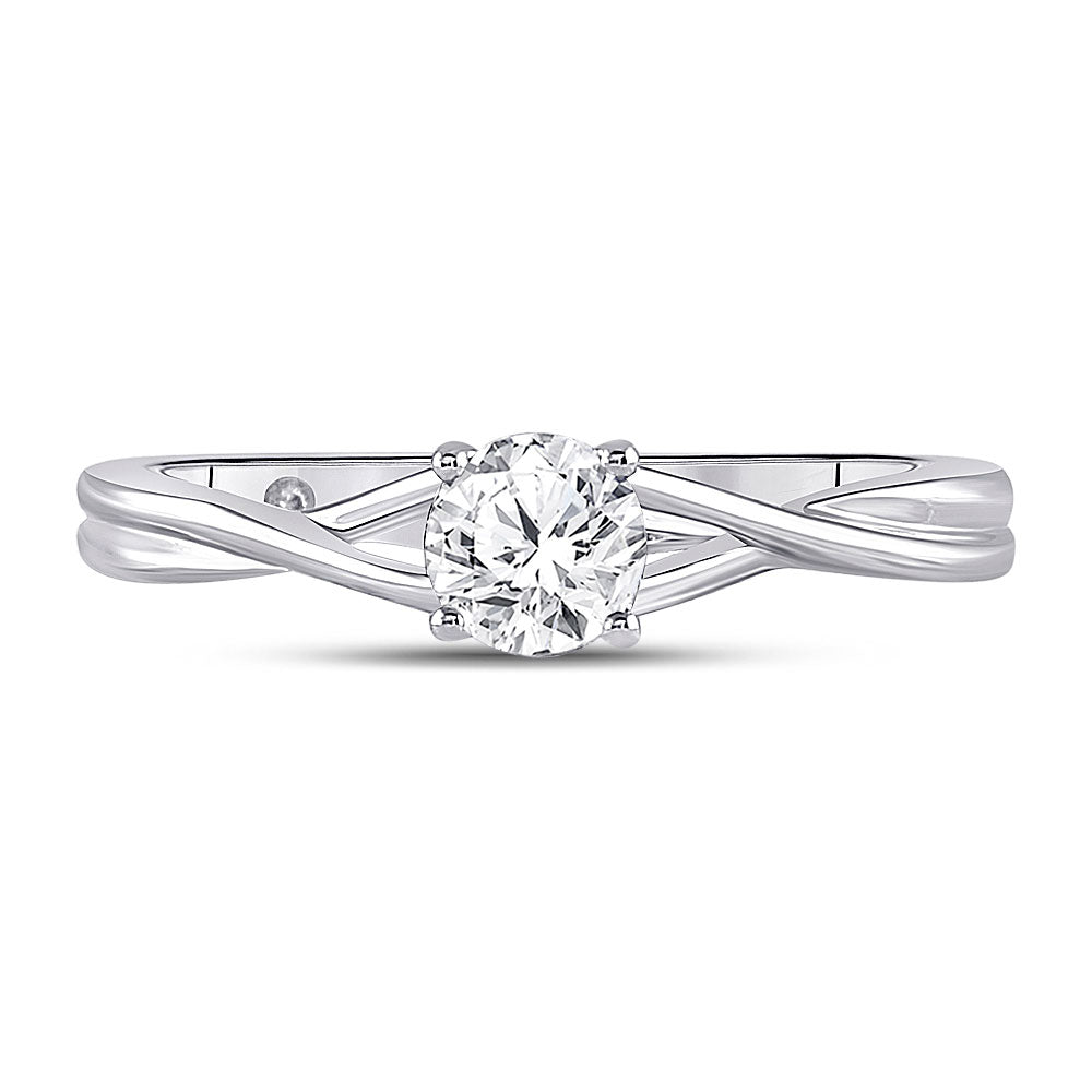 14kt White Gold Womens Round Diamond Solitaire Bridal Wedding Engagement Ring 1/2 Cttw