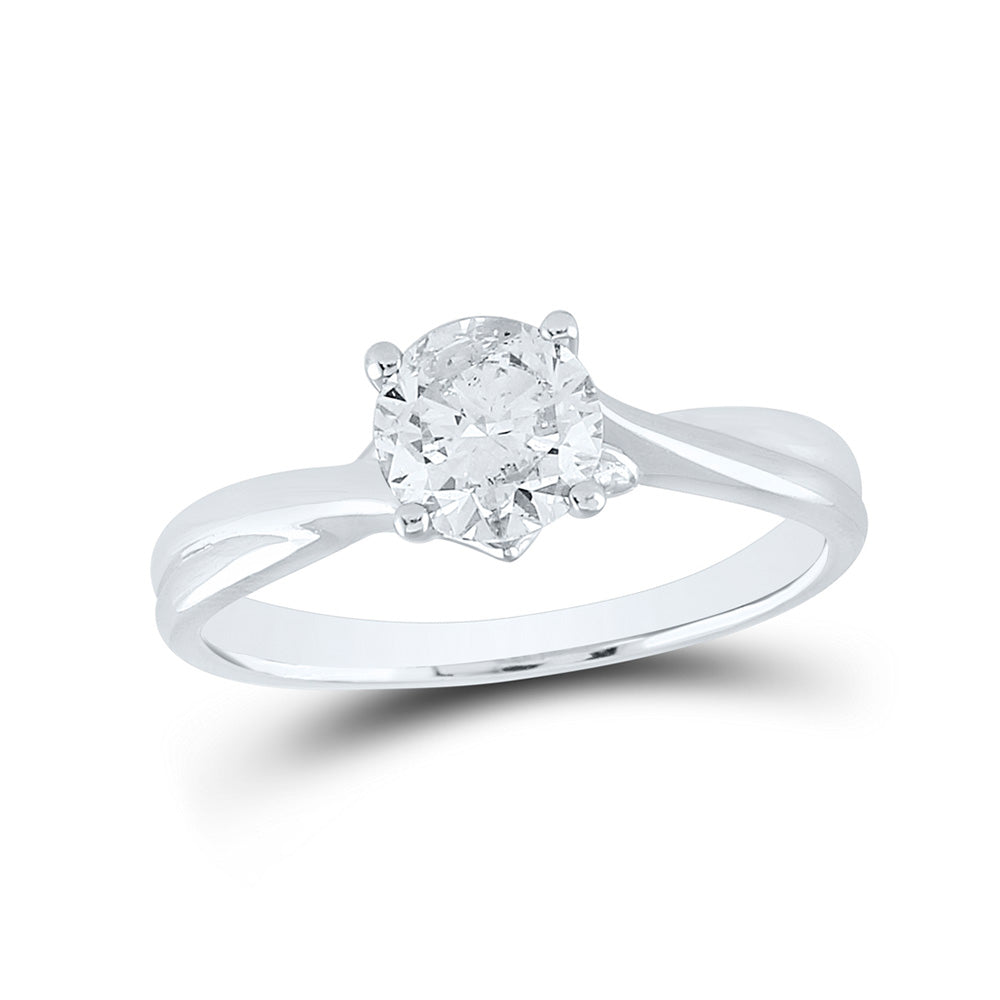 14kt White Gold Round Diamond Solitaire Bridal Wedding Engagement Ring 1 Cttw