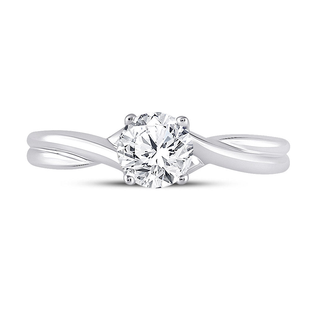 14kt White Gold Womens Round Diamond Solitaire Bridal Wedding Engagement Ring 3/4 Cttw