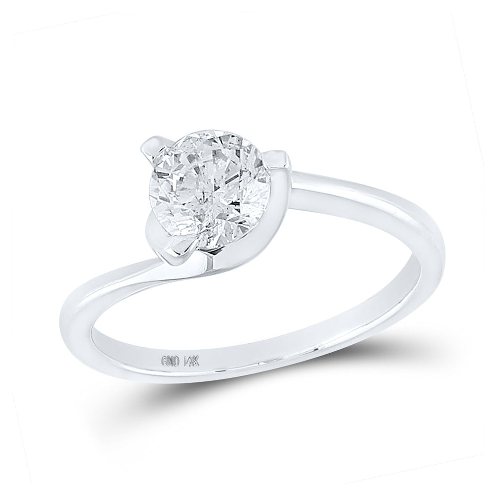 14kt White Gold Round Diamond Solitaire Bridal Wedding Engagement Ring 1 Cttw