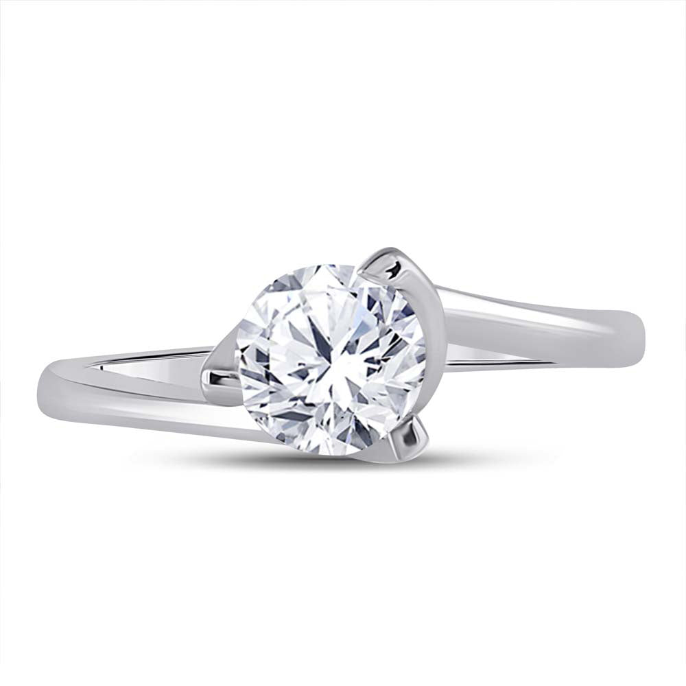 14kt White Gold Round Diamond Solitaire Bridal Wedding Engagement Ring 1 Cttw
