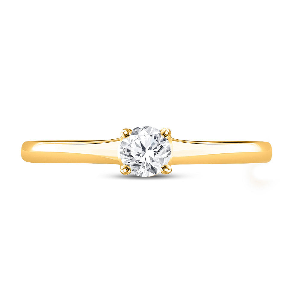 14kt Yellow Gold Womens Round Diamond Solitaire Bridal Wedding Engagement Ring 1/4 Cttw