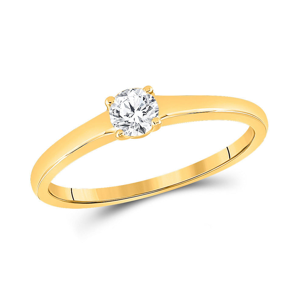 14kt Yellow Gold Womens Round Diamond Solitaire Bridal Wedding Engagement Ring 1/4 Cttw