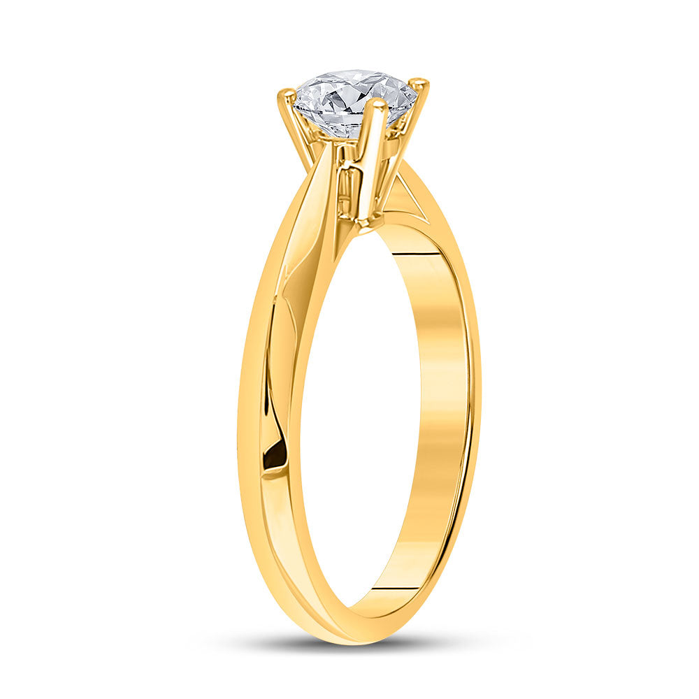 14kt Yellow Gold Womens Round Diamond Solitaire Bridal Wedding Engagement Ring 3/4 Cttw