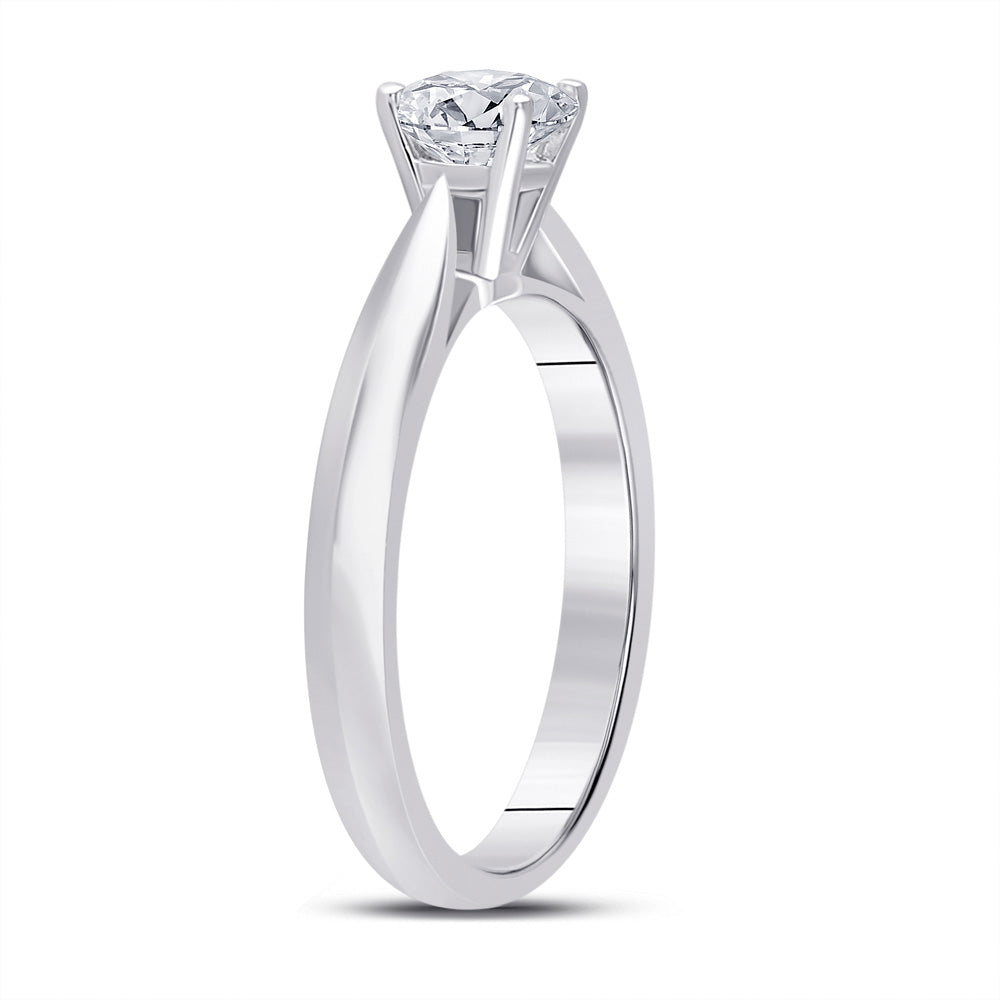 14kt White Gold Round Diamond Solitaire Bridal Wedding Engagement Ring 3/4 Cttw