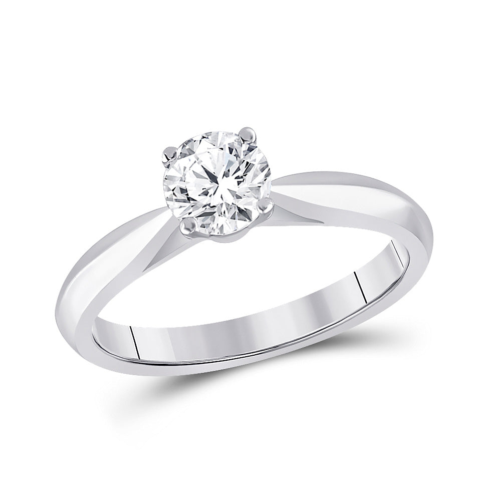 14kt White Gold Round Diamond Solitaire Bridal Wedding Engagement Ring 3/4 Cttw