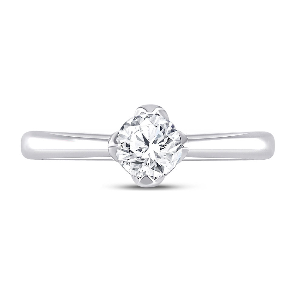 14kt White Gold Womens Round Diamond Solitaire Bridal Wedding Engagement Ring 1/2 Cttw