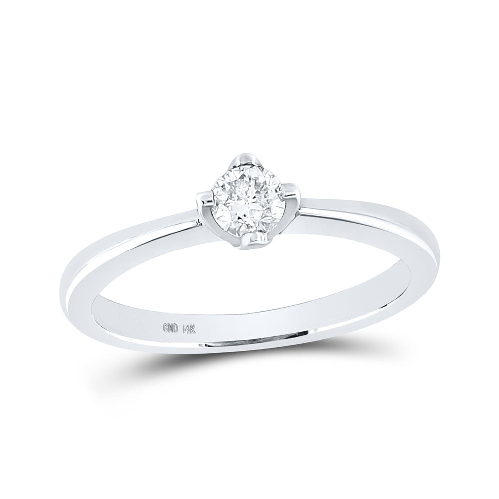 14kt White Gold Round Diamond Solitaire Bridal Wedding Engagement Ring 1/4 Cttw