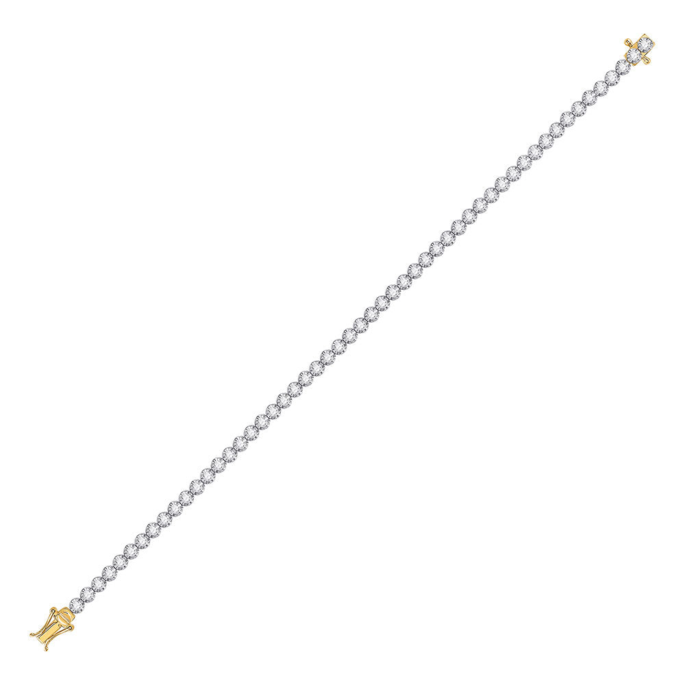 14kt Yellow Gold Womens Round Diamond Studded Tennis Bracelet 1 Cttw